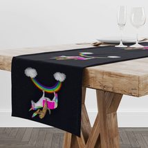 Cat Riding Unicorn Table Runner - Cat on Table Runner - Printed Table Ru... - $18.61