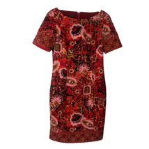Talbots Women Dress sz 4 paisley zippered pencil red pink print colorful - £23.86 GBP