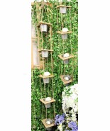Set of 2 Rope Hanging Galvanized Metal 5 Tier Pot Planters For Indoors O... - $176.78 CAD