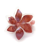 Vintage Swirl Spiral Stem Hand Blown Art Glass Pink Flower 6&quot; height - £27.66 GBP