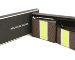 NWB Michael Kors Billfold Wallet Box Set Brown Neon 36H1LGFF1B NIB Dust ... - $72.26