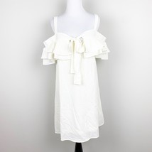 Entro Women’s Cream Off The Shoulder Dress Medium Ruffle Sleeve Bow Tie ... - $338.19 MXN