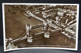 RPPC Aerial View Tower Bridge &amp; Tower of London 1940s Postcard stamp - $2.95
