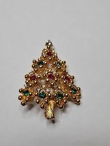 Vintage Gold Tone Christmas Tree Pin/Brooch, 2&#39;&#39; Length - £11.20 GBP