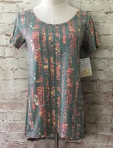 LuLaRoe XXS Classic T Knit Top Short Sleeve Hi Lo Hem Tribal Print Vietnam - $14.40