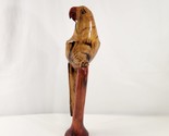 Wood Parrot Carved Figurine on Branch Stained Treated Balsa? 19&quot; Bird St... - $28.84