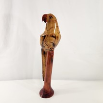 Wood Parrot Carved Figurine on Branch Stained Treated Balsa? 19&quot; Bird Statue - £23.19 GBP