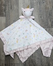 An item in the Baby category: Lullaby Lane Unicorn Lovey Security Pink Satin Large 24" Rainbows Stars Sun HTF!