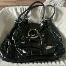 D&amp;L Fashion High Gloss Black Satchel Handbag - £10.54 GBP