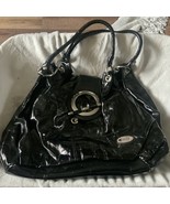 D&amp;L Fashion High Gloss Black Satchel Handbag - £10.54 GBP