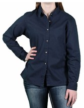 Sea Palm by Hartwell  Brushed Cotton Twill L/S Button Front Top XL Navy - £4.66 GBP