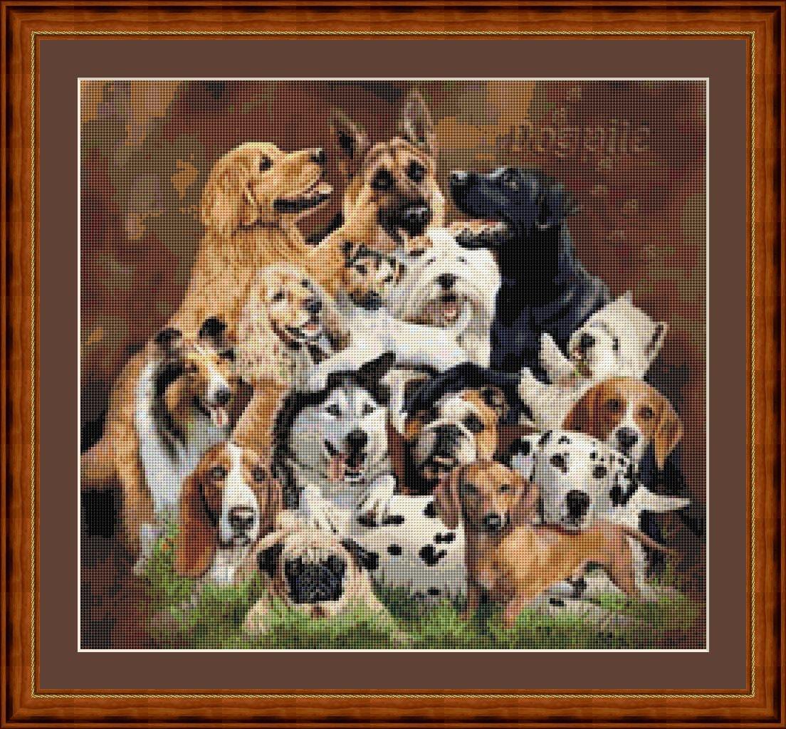 DOGPILE - pdf cross stitch chart Original Artwork ©  Steven Michael Gardner - $12.00