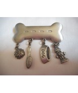 JJ Jonette Pewter Dog Bone Brooch Dangling Charms Ball Bowl Fire Hydrant... - $9.60