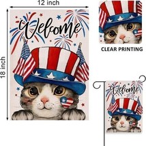 12X18 Welcome 4Th Of July Cat Patriotic Garden Flag Usa Memorial Day Kitty - £6.55 GBP