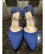 Forever Women&#39;s Blue Pointed Toe Sling Back Heels Sandals Size US 10 - £17.43 GBP