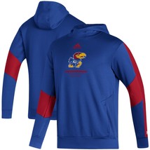 NWT mens Large tall Adidas Kansas Jayhawks logo fleece pullover sideline hoodie - $47.49