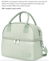 BALORAY Lunch Bag for Women Men, Double Deck Box Adults Teens, Peppermin... - $19.68