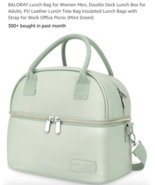 BALORAY Lunch Bag for Women Men, Double Deck Box Adults Teens, Peppermin... - $27.12 CAD