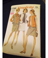 Vtg 68 Simplicity Pattern 7769 Miss Blouse Skirt Sz 20.5 Bust 43 Cut&amp;Com... - €7,00 EUR