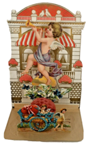 Vintage Valentines Day Card Large Fold Out Angel Trumpet Cherub Germany - £31.31 GBP