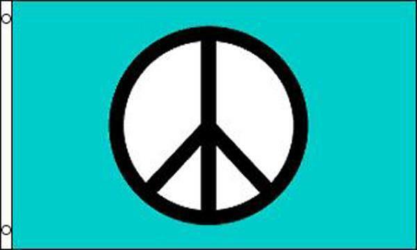 LG 3 X 5 AQUA PEACE SIGN polyester FLAG wall decoration banner outside #058 - $6.64