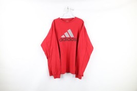 Vintage 90s Adidas Mens 2XL Faded Big Logo Spell Out Long Sleeve T-Shirt Red - £38.88 GBP