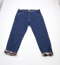 Vintage Cabelas Mens 42x30 Distressed Flannel Lined Wide Leg Jeans Blue Cotton - £42.53 GBP