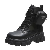 New Botas Women Motorcycle Ankle Boots Wedges Female Lace Up Platforms Booties B - £36.65 GBP