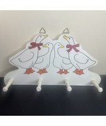 Vintage Wooden Wall Coat Rack Hanger Duck Hand Painted 4 Peg Farmhouse Key - $576.20 MXN