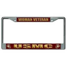 woman veteran usmc marine corps logo military license plate frame made in usa - £23.48 GBP