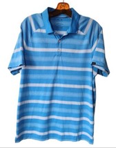 Oakley Hydrolix Golf Polo Shirt Size M Turqouise Striped Breathable Logo... - $16.05