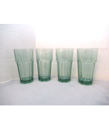 Set of 4 Vintage Libbey Duratuff Gibraltar Spanish Green Water glasses 16oz - £37.80 GBP