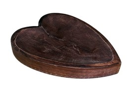 Indaba Heart Shaped Wood Spoon Rest Trinket Tray 8" Rustic Handmade India image 4