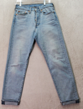 Levi&#39;s Mom Jeans Womens 27 Light Blue Denim Medium Wash Straight Leg Button Fly - £18.41 GBP