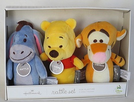 Hallmark Itty Bittys Disney Baby Eeyore, Pooh &amp; Tiger 3-Piece Plush Rattle Set  - £25.82 GBP