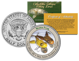 WOTTA FROG * Collectible Antique Fishing Lures * JFK Kennedy Half Dollar US Coin - £6.83 GBP