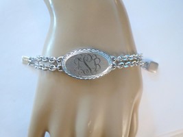 Vintage Speidel ID Bracelet Silver Tone 7&quot; Monogram Signed Double Rolo I... - £7.98 GBP