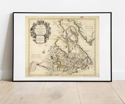 Rare 1703 French Canada Map Illustration Wall Poster Print 24 x 20 in - £30.33 GBP