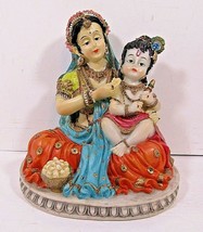 Krishna Culture 6&quot; Mother Yashoda Feeding her boy Krishna Vintage - $18.69