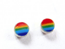 Rainbow 925 Sterling Silver Round Stud Earrings Small 3mm - $7.19