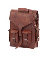 18 Inch Brown Premium Leather Laptop Backpack Work Stylish And Practical... - £95.09 GBP