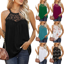 Womens Tank Tops Loose Fit Summer Lace Halter Tops Sleeveless Shirts - £12.91 GBP+
