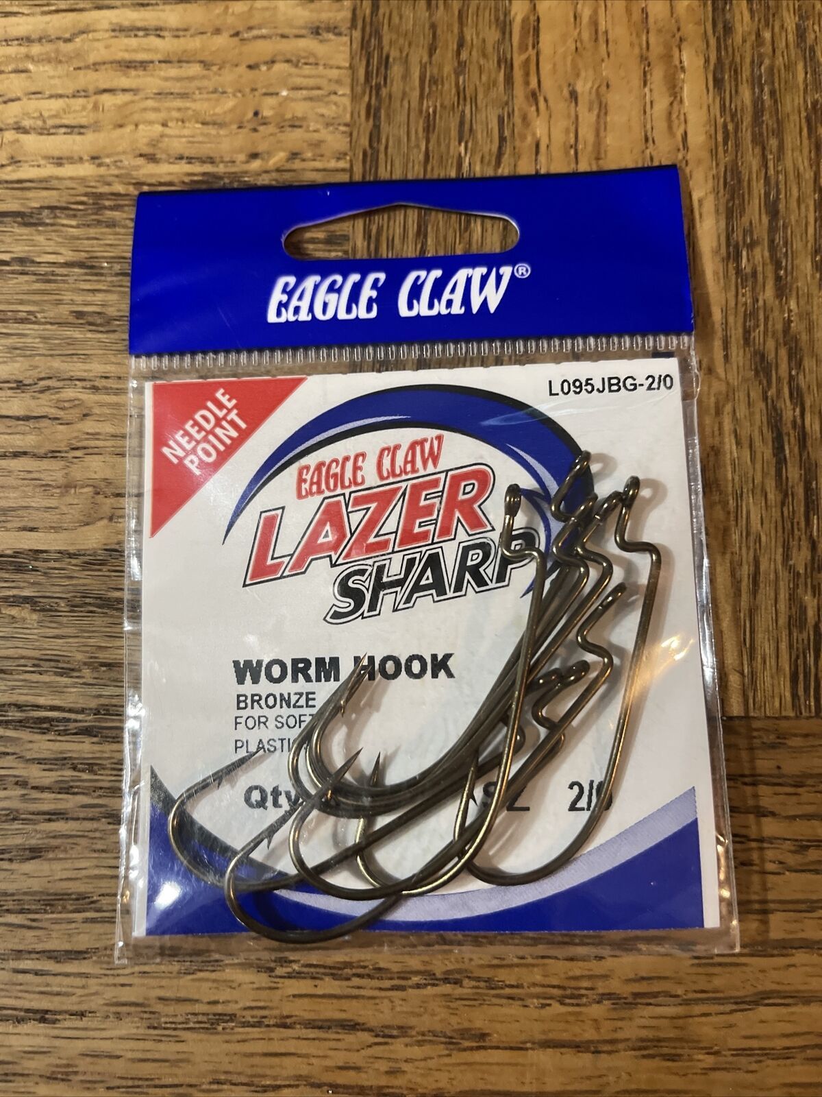 Eagle Claw Lazar Sharp Worm Hook Size 2/0-BRAND NEW-SHIPS SAME BUSINESS DAY - £14.62 GBP
