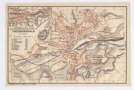 1912 Original Antique City Map Of Halden / Fredrikshald / Norway - £16.99 GBP