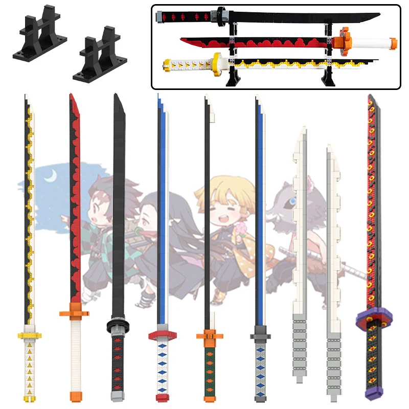 Anime Demon Slayer MOC Sunwheel Knifes Building Blocks DIY Tanjirou Inosuke - £63.67 GBP+