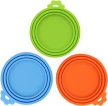 3 Pack Pet Food Can Covers Universal Can Lids Safe/Silicone Dog&amp;Cat Food... - $10.67