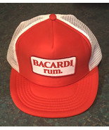 Vintage Bacardi Rum Alcohol Mesh Trucker’s Snapback Logo Cap Red/White VGC! - £22.11 GBP