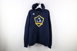 Vintage Adidas Mens Large Faded Spell Out MLS Soccer LA Galaxy Hoodie Sweatshirt - £46.89 GBP