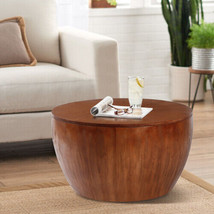 31.50&quot;Vintage Style Bucket Shaped Coffee Table for Office - Brown - £340.80 GBP