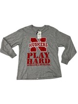 Nebraska Huskers Boys TSI Sportswear Gray Shirt L/S Play Hard Sz M 10-12 - £20.93 GBP